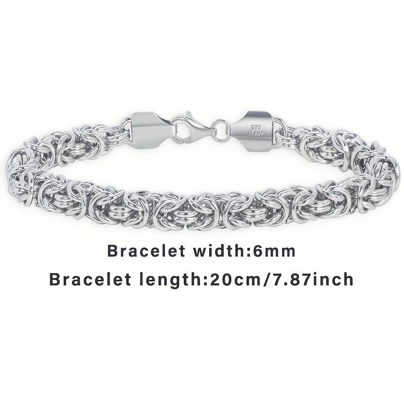 925 Silver Hip Hop Italian Byzantine Bracelet Solid Cut Braided